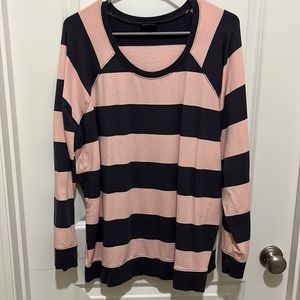 Torrid. Plus Size. Pink and Grey Striped Raglan Sweatshirt. Super soft.